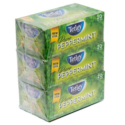 Tetley Peppermint Caffeine Free Herbal Tea Bag 3 Pack / 20 Units