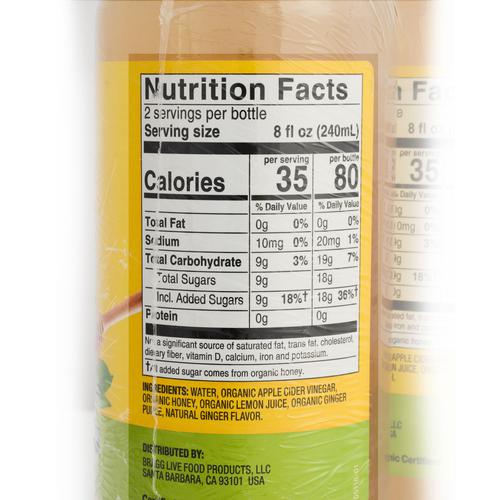 Braggs Organic Apple Cider Vinegar Ginger Lemon and Honey 2 Units / 473