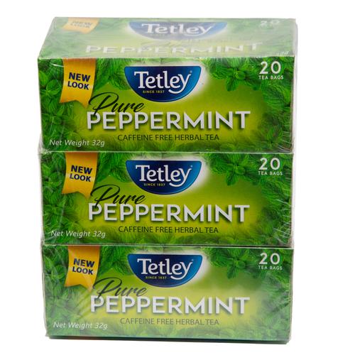 Tetley Peppermint Caffeine Free Herbal Tea Bag 3 Pack / 20 Units