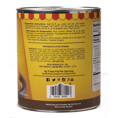 Ricos Condensed Cheddar Cheese 107 oz / 3.2 L Oils, Baking