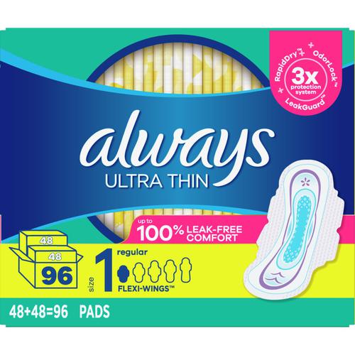 Always Ultra Thin Regular Pads with Wings 2 Packs / 48 Units, Feminine  Hygiene, Pricesmart, St. Thomas