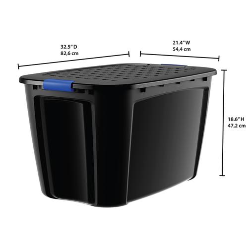 NO break Black Plastic Container 44 gal Garage Organization