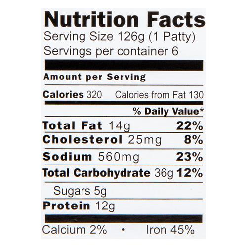 Juici Patties Beef Patty 6 Units / 165 g / 6 oz Frozen Food