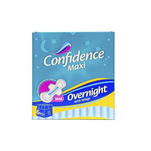 Confidence Maxi Overnight Wings 72 units, Feminine Hygiene, Pricesmart, Kingston