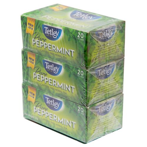 Tetley Peppermint Caffeine Free Herbal Tea Bag 3 Pack / 20 Units