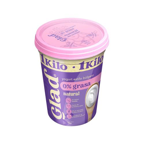 Glad Yogurt Natural 0 Grasas 1 kg / 2.2 lb Lácteos y Huevos