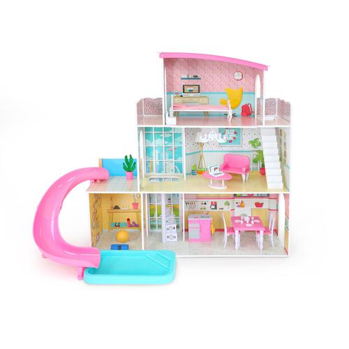 Boley American Doll House - 21 Pc Kids & Toddler Toy House Playset with  Small Furniture & Dolls