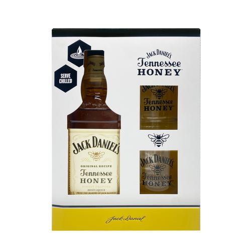 Jack Daniels Honey Estuche de Regalo Whisky 750 ml / 25 oz + 2 Vasos