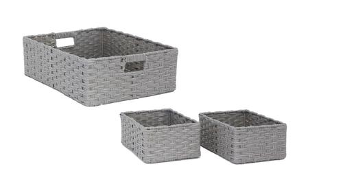 4pcs School Storage Baskets, Rectangular Hollow Out Plastic Basket