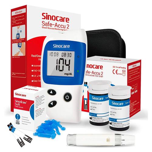Medidor de Glucosa en Sangre, kit de Prueba de Diabetes Sinocare con 25  Tiras. Resultados Rápidos, Sin Codificación, Fácil de Usar,Safe AQ Smart