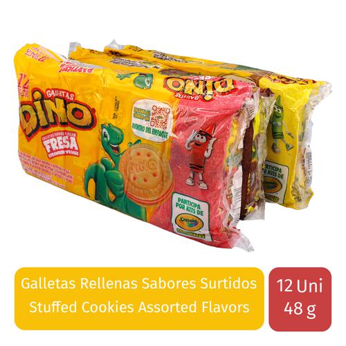 Galletas Dino Galleta, Caja de Galletas - Paquete de 10 - Dúplex (Vainilla  y Chocolate)