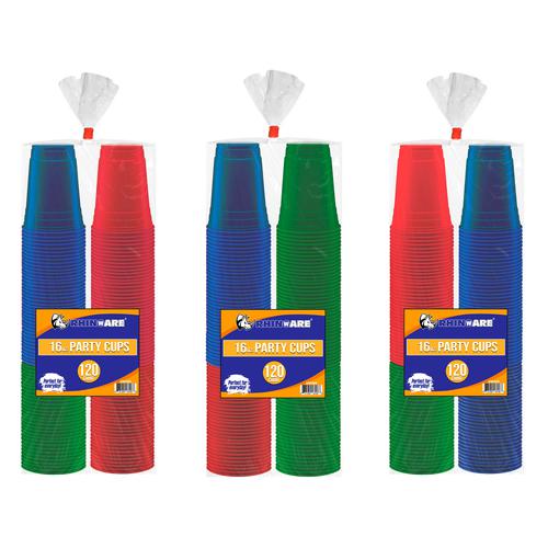 Rhinopack Easy Grip Plastic Event Cups in Assorted Colors 120 Units / 16 oz Disposable