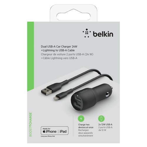 Cargador para carro y Cable iPhone/iPad 5 y 6 Belkin Características:  *Incluye: 1 Cargador para carro y 1 cable Lightning a…