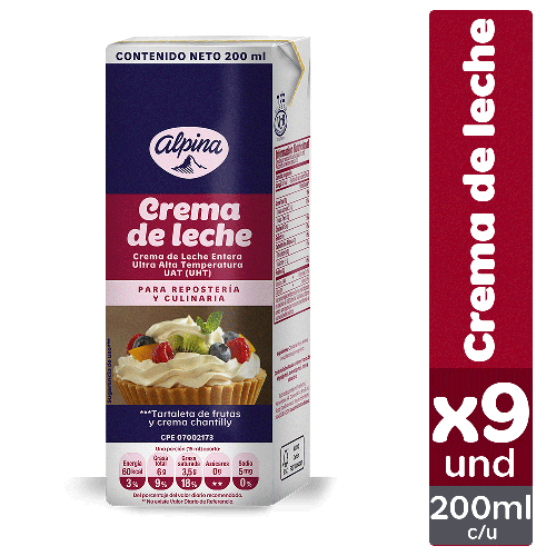 Alpina Heavy Cream Box 9 Pack/ 200 ml | PriceSmart Colombia