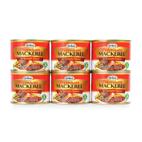 Grace Premium Mackerel 6 units/ 200 g Canned Food Pricesmart