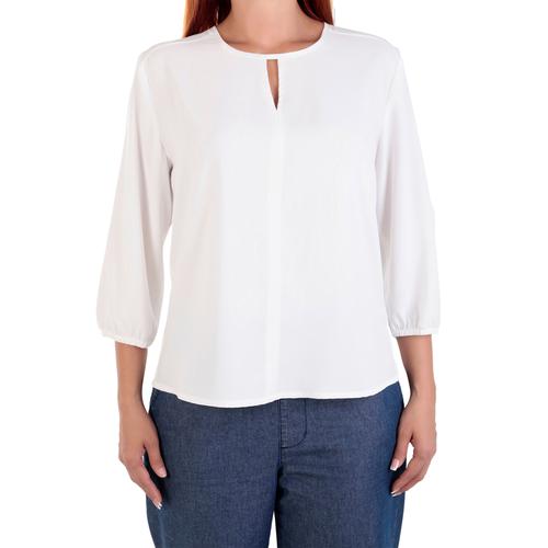 Hilary Radley Ladies' Short Sleeve Printed Blouse (Multi Check Combo, Large)
