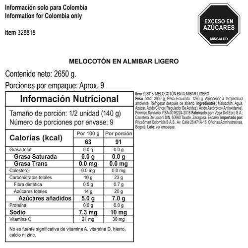 Zalea Gourmet Whole Peaches in Light Syrup 94 oz / 2.7 kg Canned Food Pricesmart