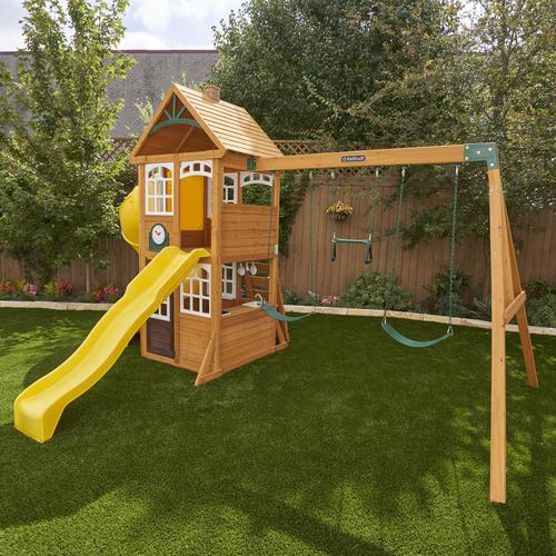 Kidkraft Castlewood Playset Clubhouse with Slides and Swings Outdoor
