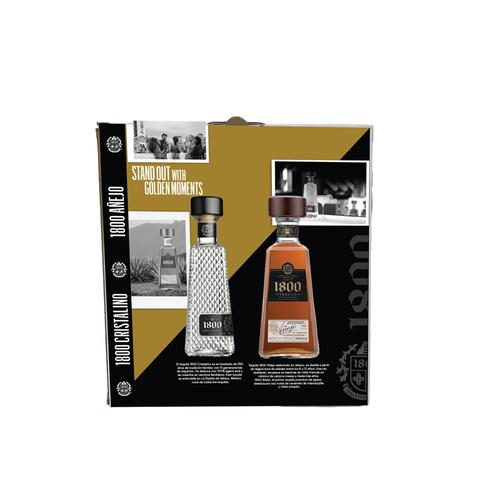 1800 Estuche de Regalo Tequila Cristalino + Tequila Añejo + Tabla
