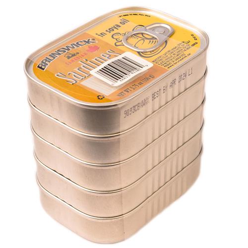 Brunswick Sardines in Soy Oil 5 pack/ 106 g/ 4 oz Canned Food